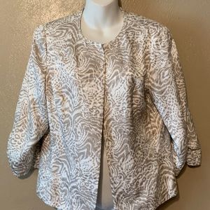 Coldwater Creek size 12P taupe cream pattern jacket gathered sleeves
